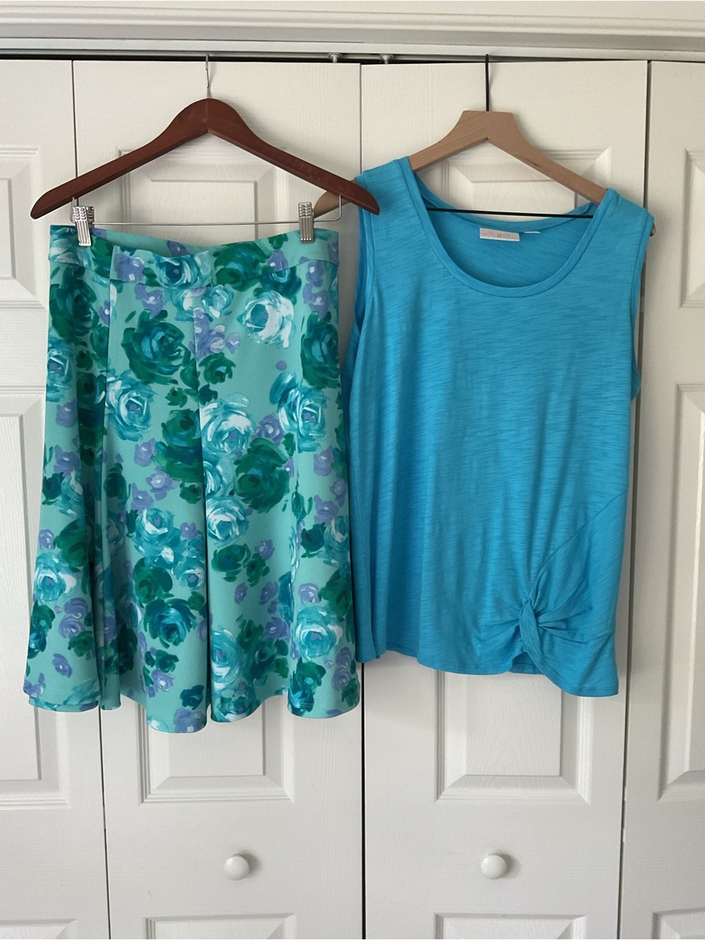 Issac Mizarahi Floral Swing Skirt - Aqua Teal - Picture 7 of 13